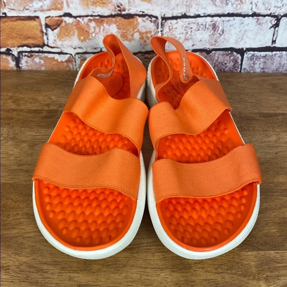 CROCS LiteRide Fresco Sling Back Vibrant Orange Strappy Sandals Sz 10 - Picture 7 of 14